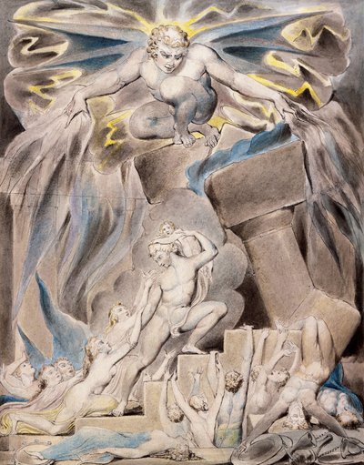 Los hijos e hijas de Job abrumados por Satanás de William Blake